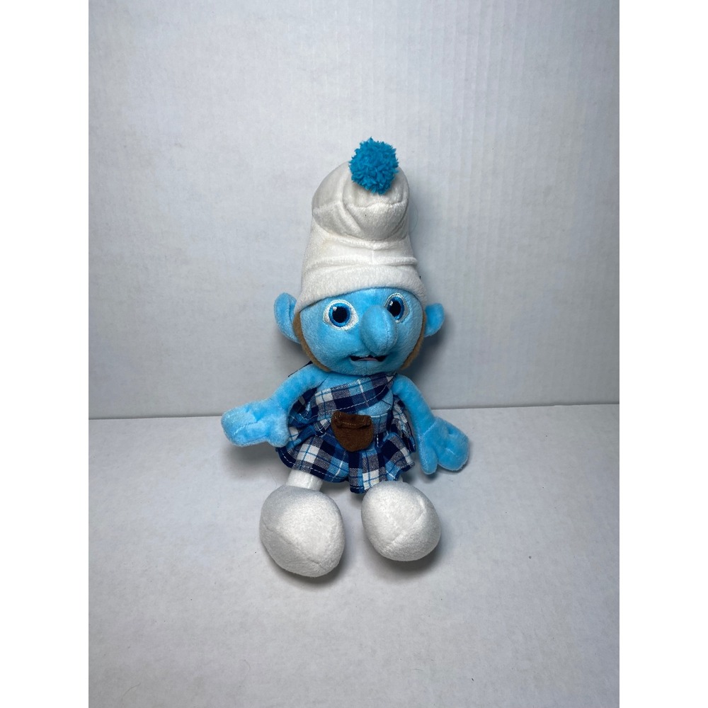 Kellytoy The Smurfs Scottish Smurf Plush Blue Plaid Kilt 11 Inch Stuffed Animal